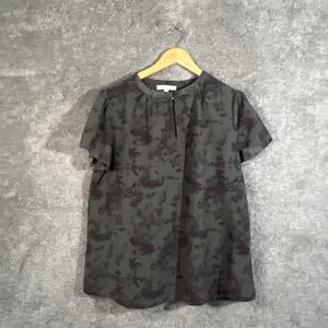 Monday Fun Shirt Womens Medium Gray Purple Floral Crew Neck Stitch Fix Top